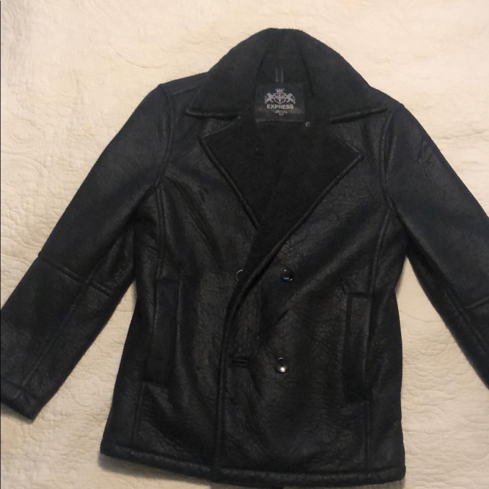 Express Faux Leather Bomber Coat